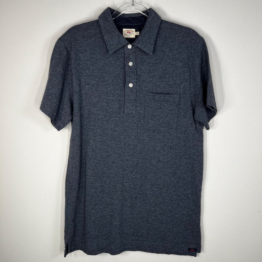 Faherty Polo Shirt Short Sleeve in Blue Size Small